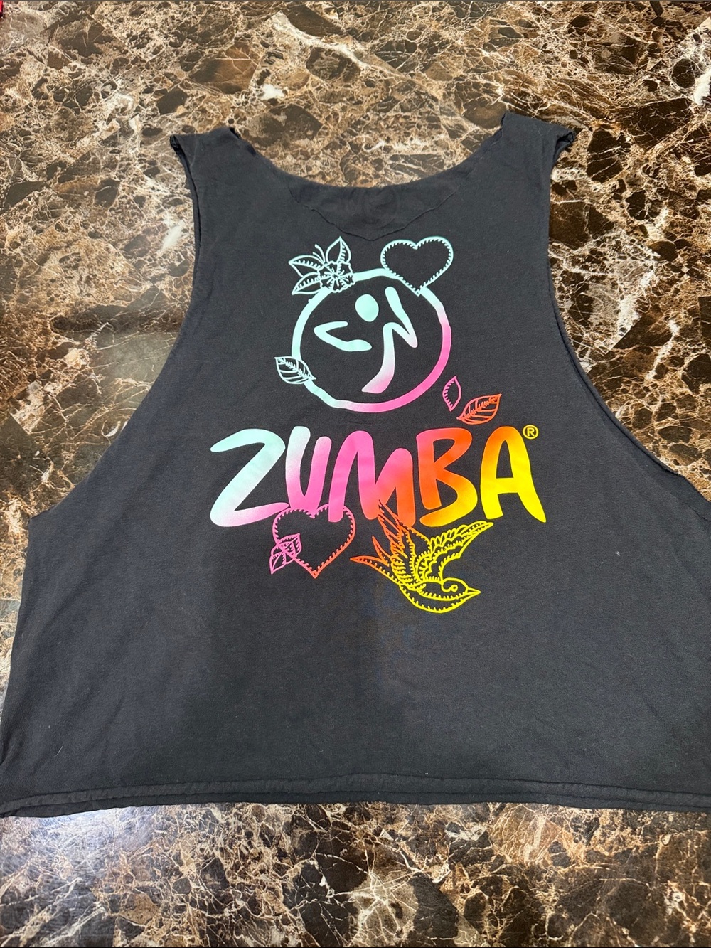 Zumba Fitness Black Tank with Pastel Rainbow Logo